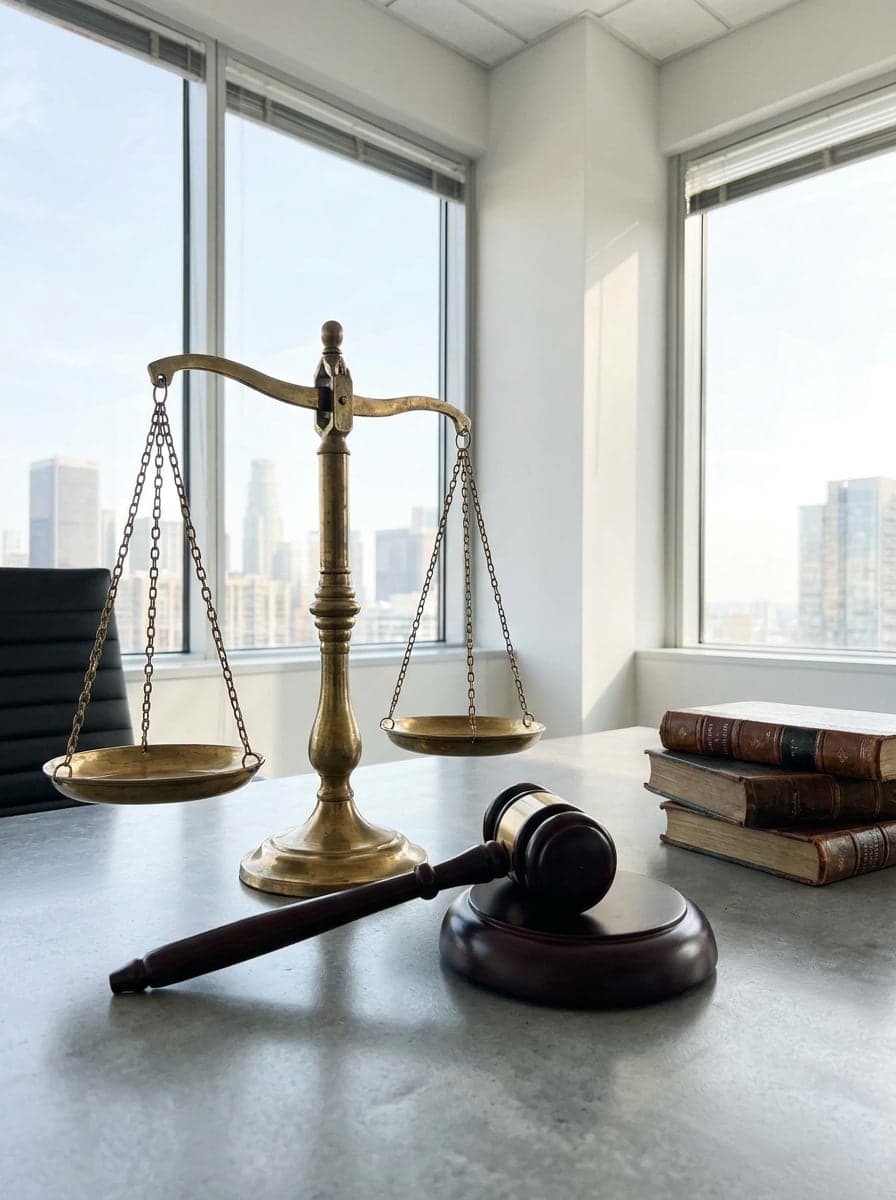 Balanza de la justicia en el bufete de Alicia Escribano Casas